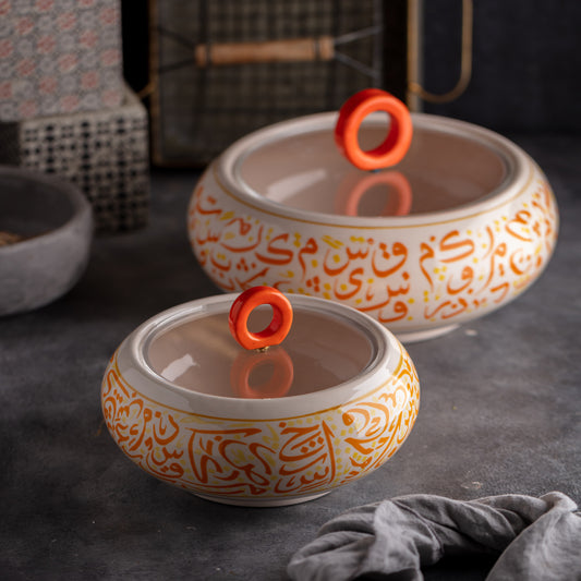 Calligraphy Ceramic Bowls - Orange